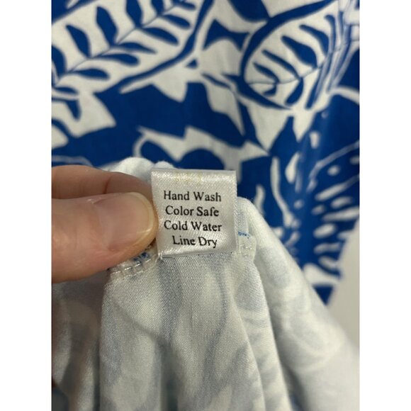 Zen-Knits Sleeveless Tropical Floral Midi Dress Blue White Sz XS Beach Bohemian - Picture 8 of 11